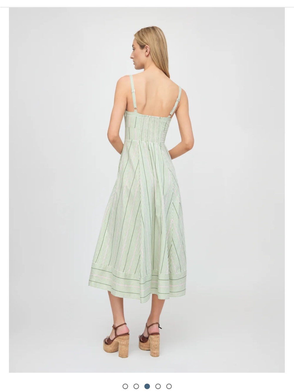 Hill House Margot Dress in Green Jacquard Stripe - Picture 3 of 10
